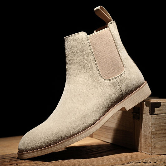 Men's Chelsea Pointed British Style Martin Matte High Men's Leather Boots