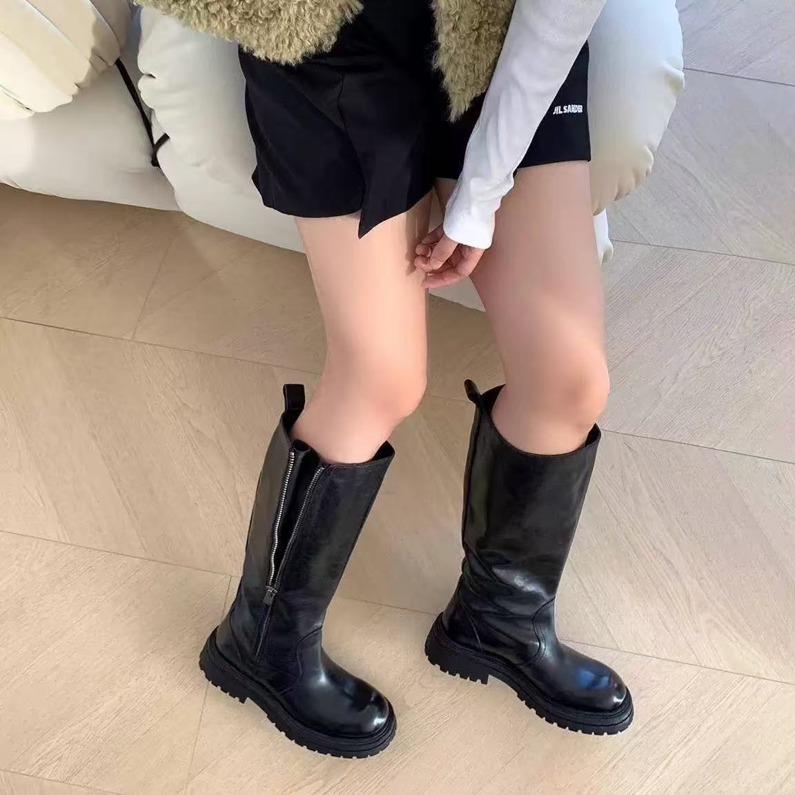 Women's Pick Leg Circumference High Fat Thick Raise The Bottom Black Boots
