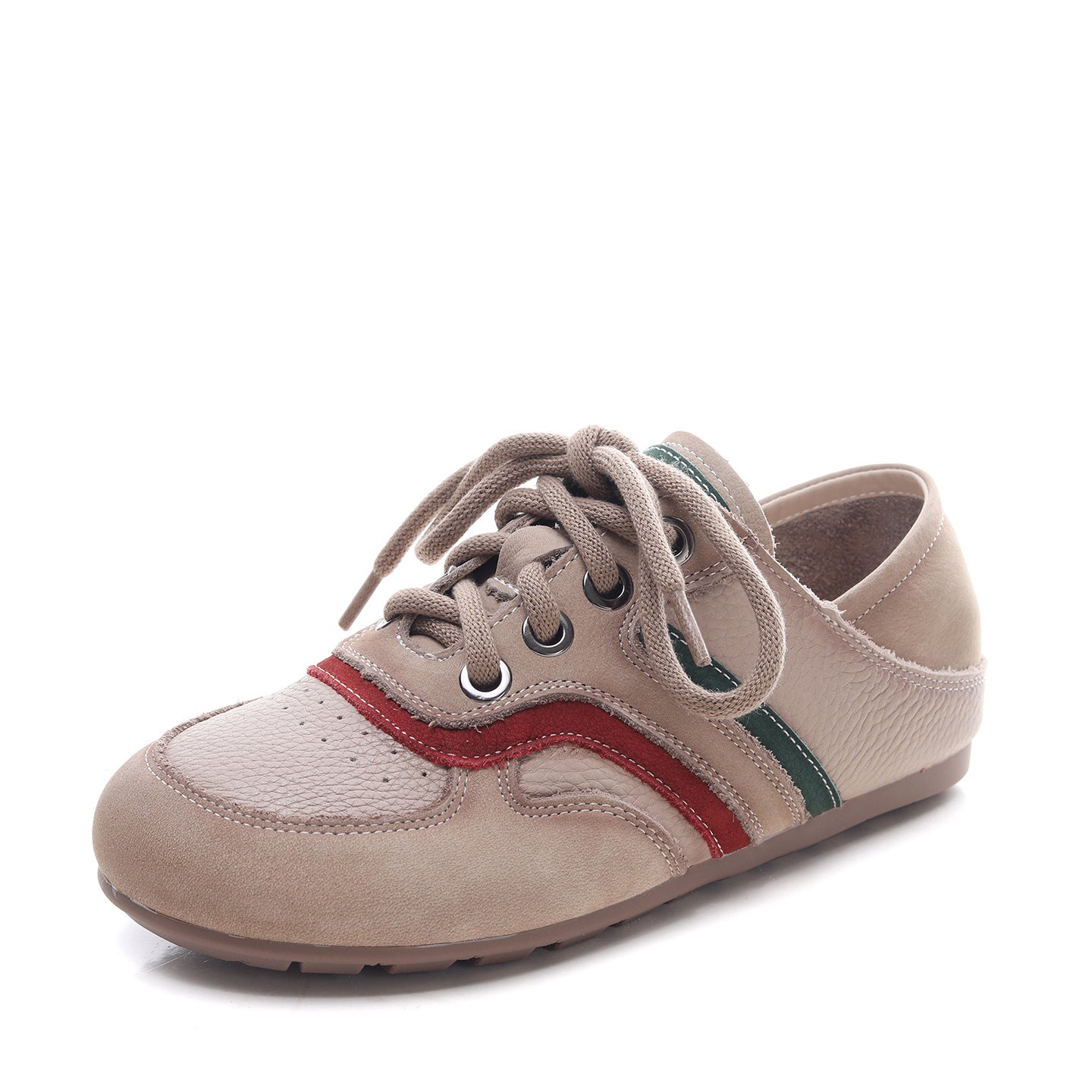 Women's Layer Cowhide Spring Round Toe Flat Bottom Comfort Not Tired Women's Casual Shoes