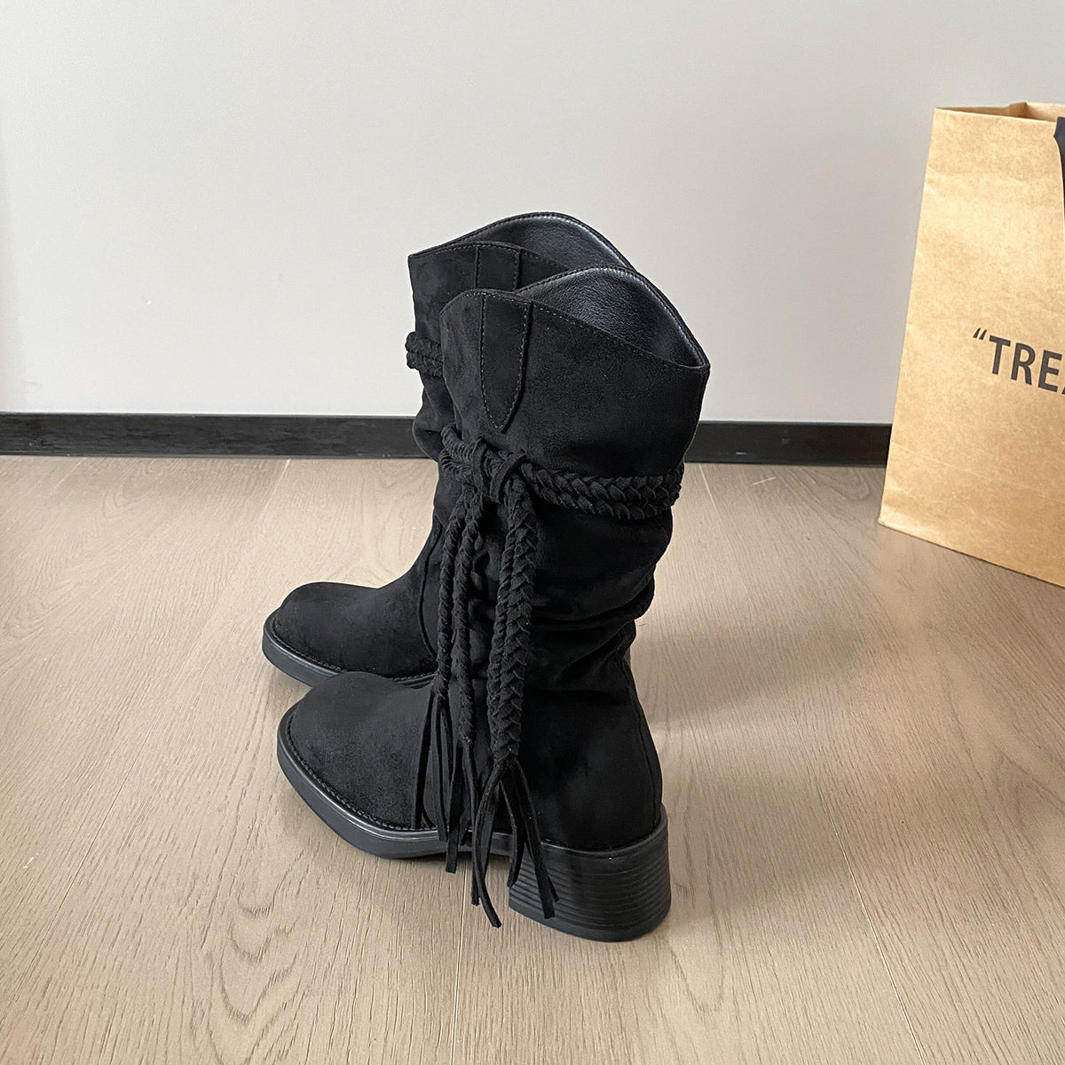 Women's Suede Thick Bottom Fashion Autumn Retro Style Women's Leather Boots