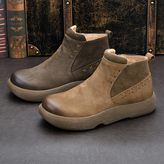 Men's Martin Winter Fleece-lined Chelsea Ankle Zipper Men's Leather Boots