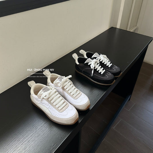Women's Training Spring Stitching Tied Genuine Flat Sneakers