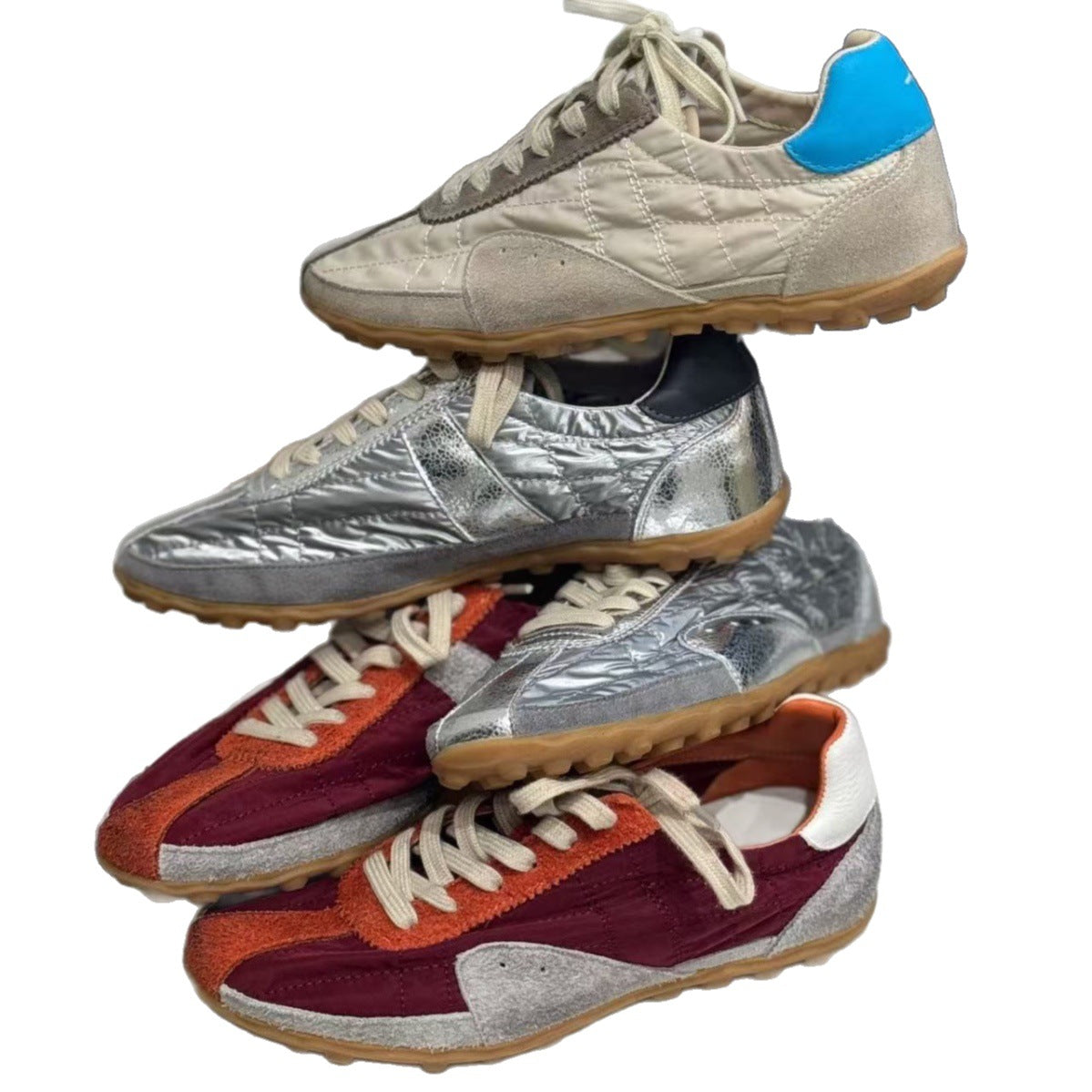 Red Rhyme Cow Suede Stitching German Training Retro Sports Casual Shoes