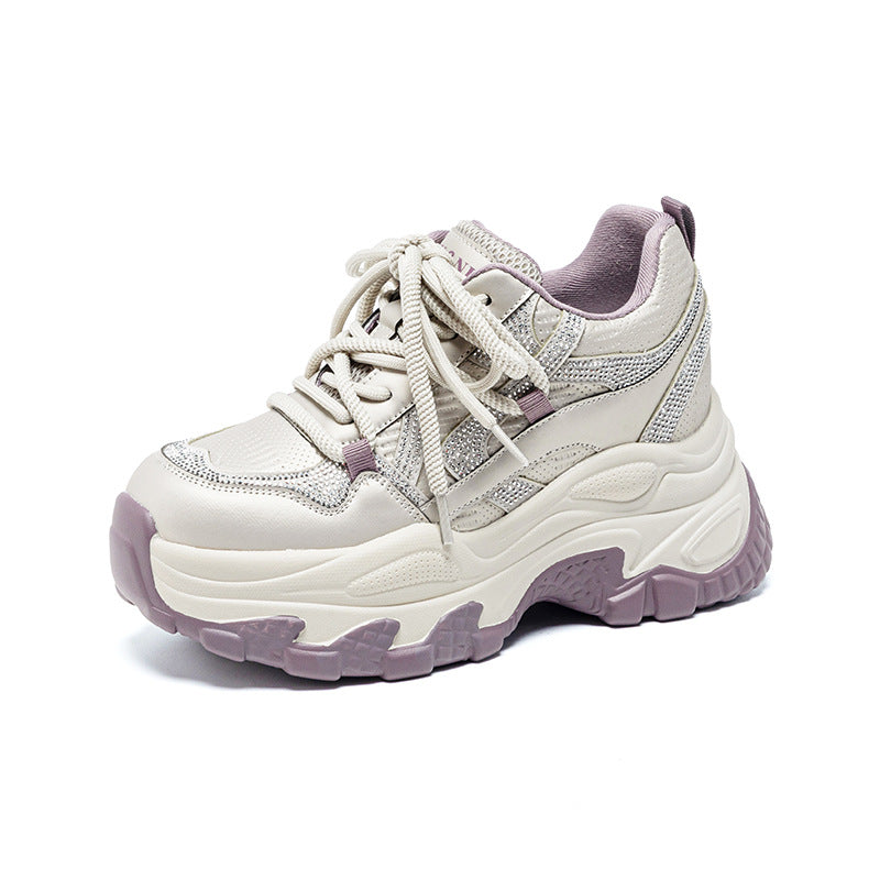 Women's Early Spring Thick Bottom Heightened Daddy Light Sports Casual Shoes