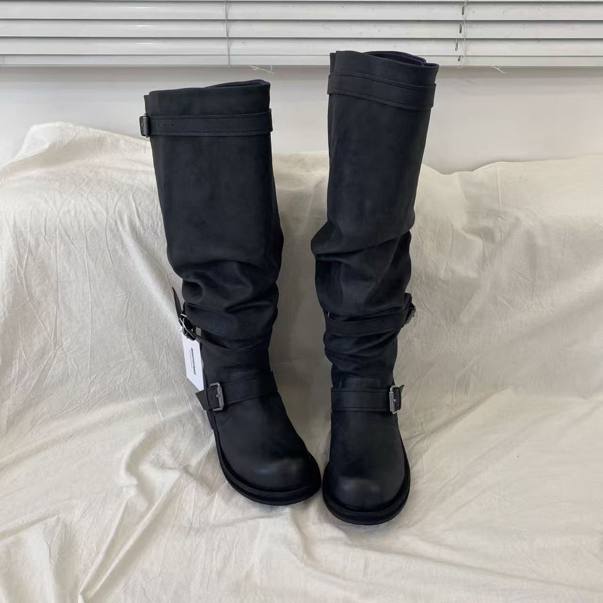 Big Tube Circumference Pile Style Round Head High Boots