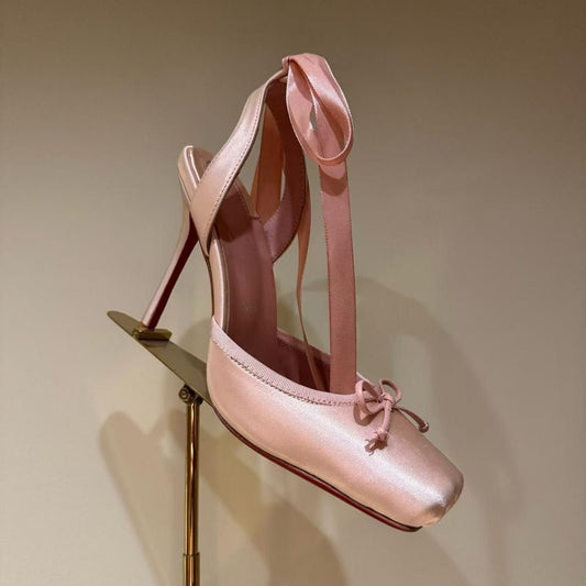 Women's Sole Catwalk Satin Ribbon Closed Toe Waterproof Platform Stiletto Ballet Women's Fashion Shoes