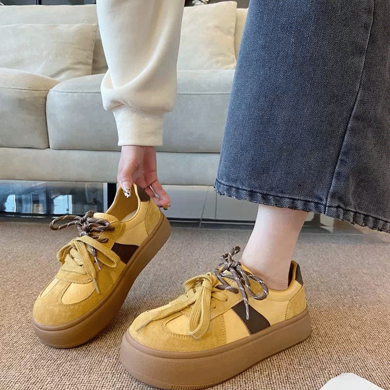 Women's Retro Platform German Training Spring White Women's Casual Shoes