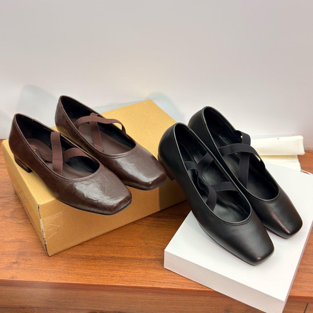 Women's Cross Elastic Band Flat Pumps Minimalist Retro Square Head Women's Fashion Shoes