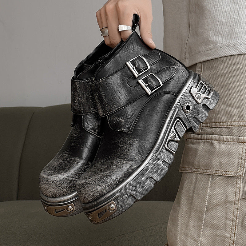 Men's Summer Fashion Platform Thick Bottom Height Increasing Trendy Cool Fried Boots