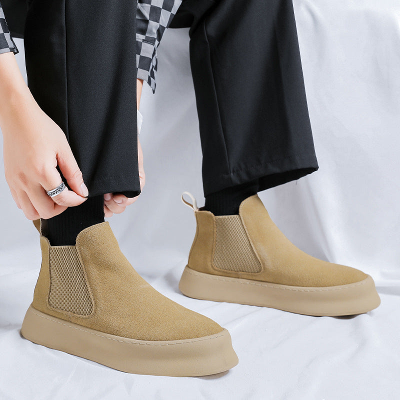 Men's British Style Chelsea Breathable Platform Elevator Ankle Boots