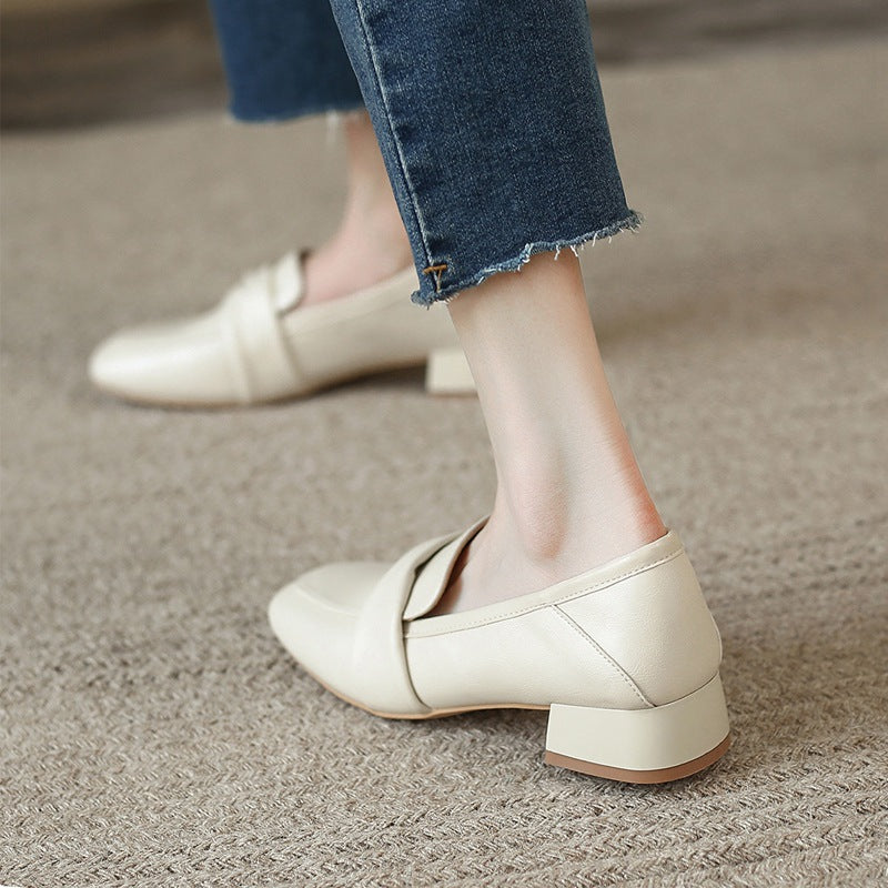 Women's Chunky Pumps Summer British Style Square Toe One Women's Fashion Shoes