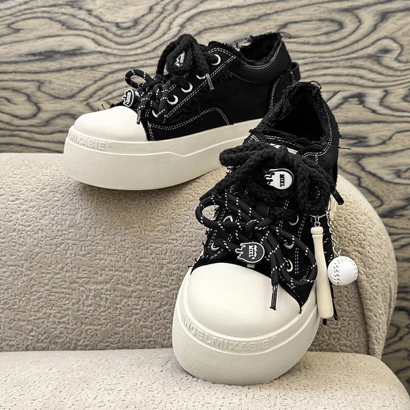 Men's Basic Niche Thick Bottom Trendy Autumn Versatile Breathable Washed Sneakers