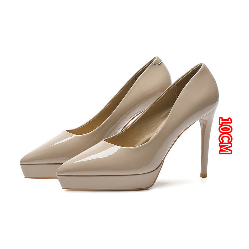 Women's For Sexy Temperament Waterproof Platform Solid Color Heels