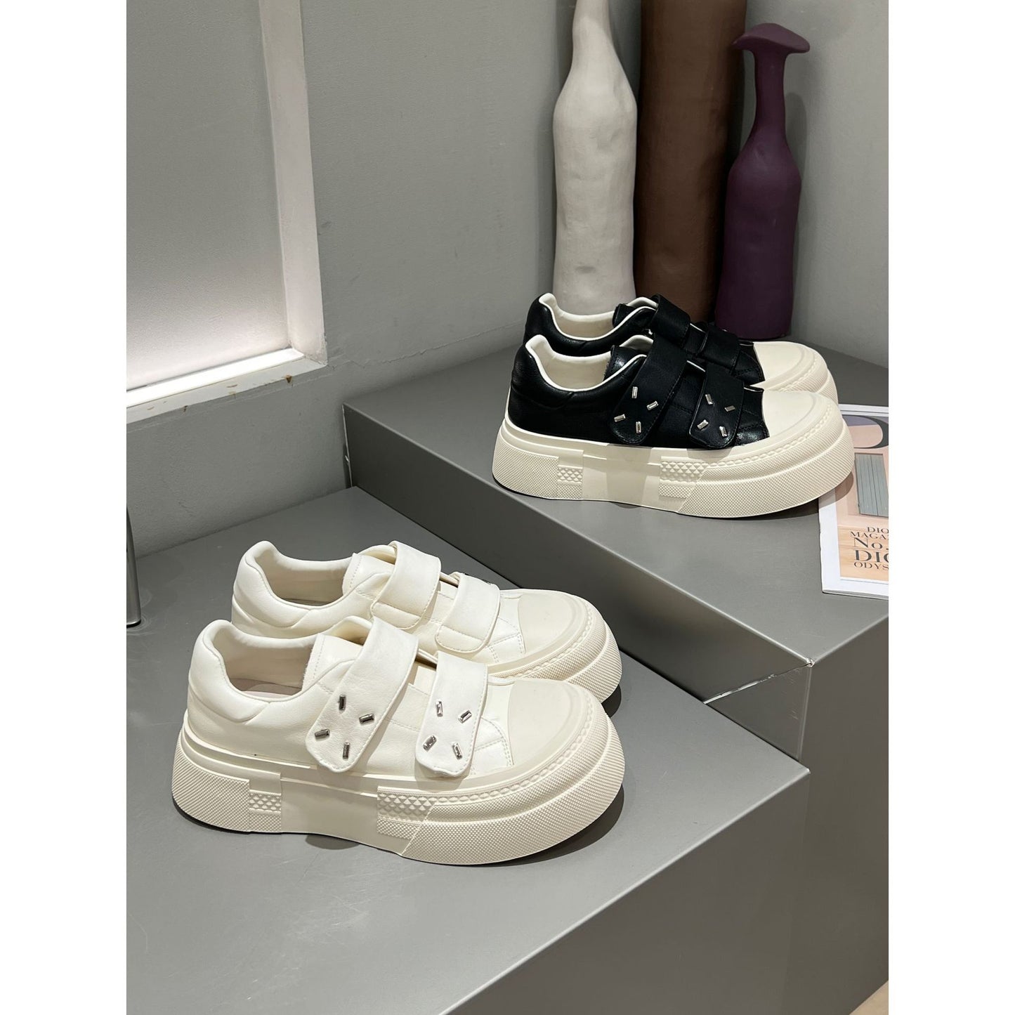 Women's Cute Big Head Biscuit Shape Spring Genuine Thick Sports Casual Shoes