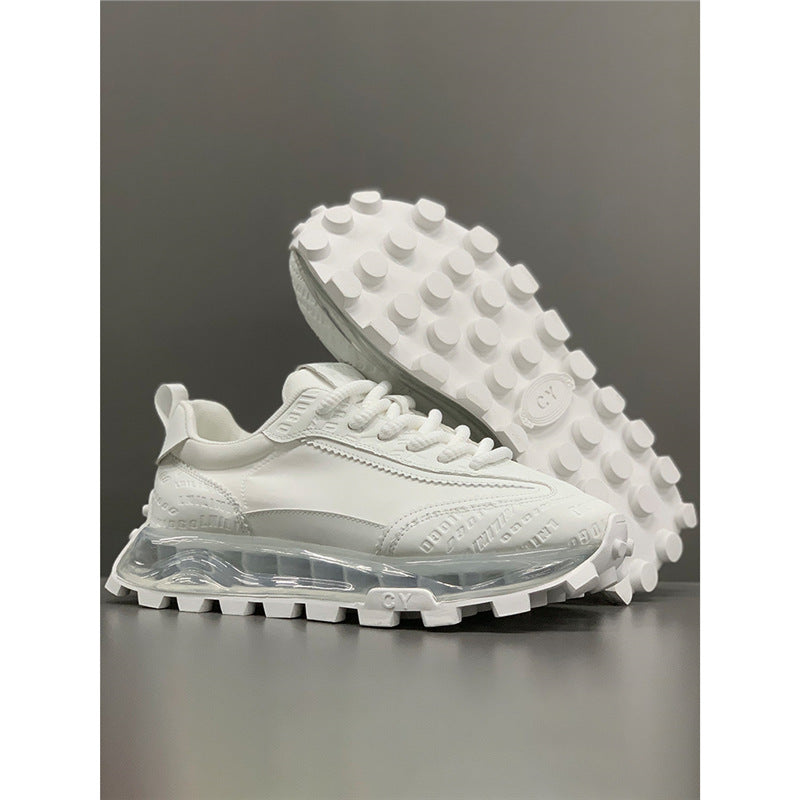 Cover Summer Breathable White Thick-soled Board Increased Korean European Style Men's Sports Shoes