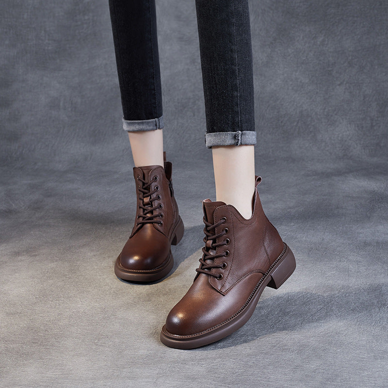 Men's Top Layer Cowhide Short British Style Boots