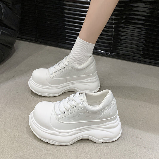 Women's Platform Height Increasing Insole Fashion Ugly Cute Big Toe White Casual Shoes