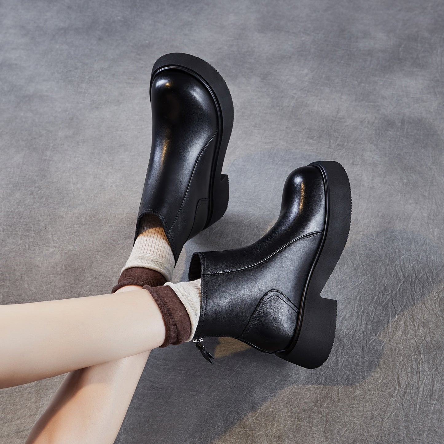 Women's Bottom Elevator Ankle Genuine Retro Big Women's Leather Boots