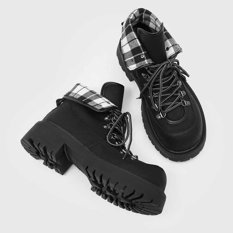 Women's & Men's Line Thick Bottom British Style Motorcycle Men's Martin Boots