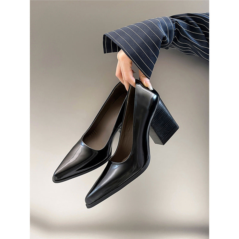 French Minority Pointed Toe Commuter High Female Temperament Genuine Women's Fashion Shoes