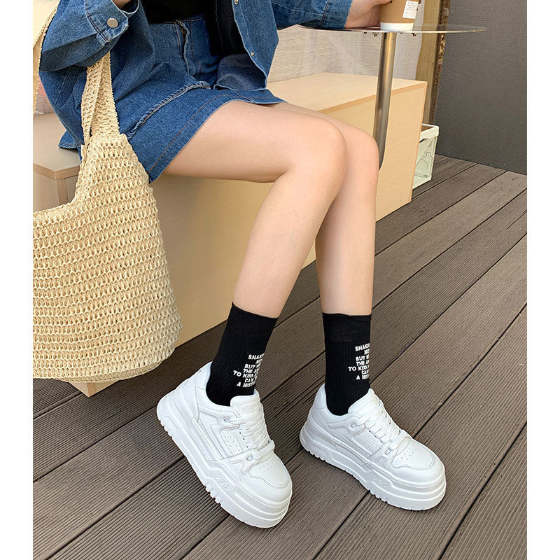 Women's Height Increasing Genuine Platform White Spring Women's Casual Shoes