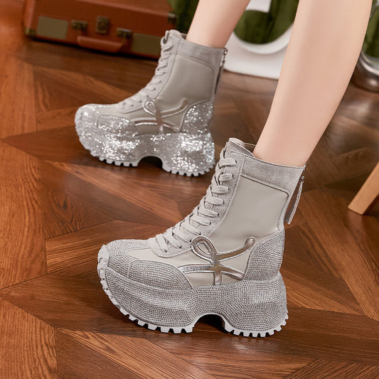 Women's Platform Cortez Full Diamond Small Height Men's Shoes