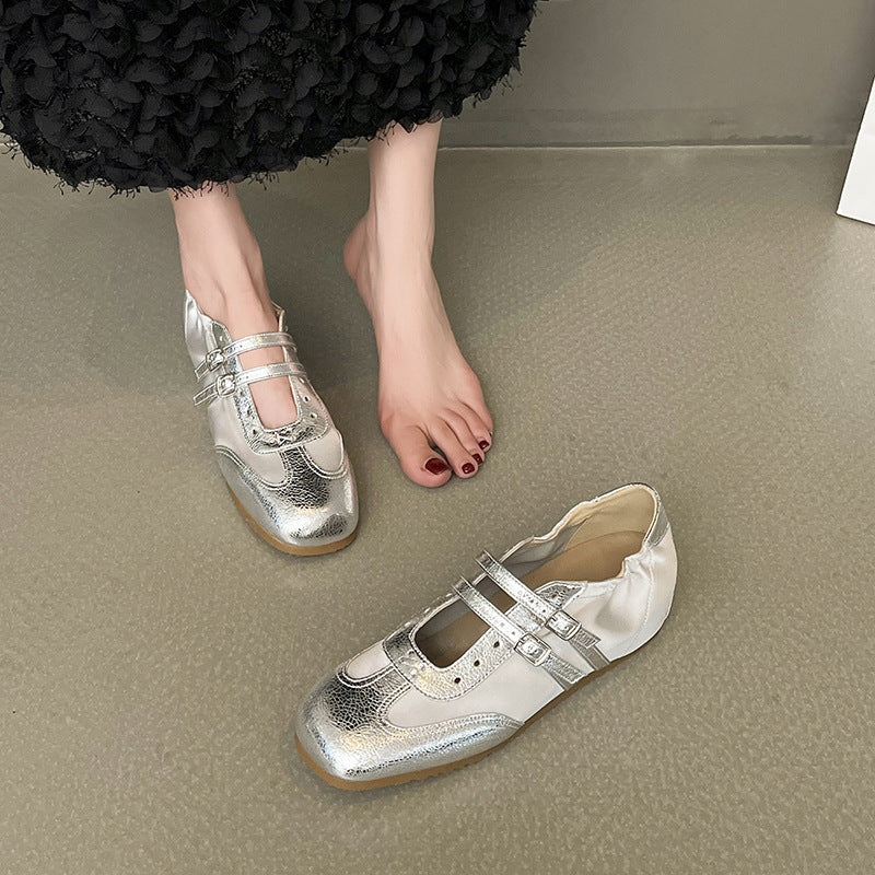 Women's Hollow Frosted German Training Retro Color Matching Flat Women's Sports Shoes