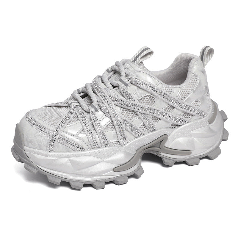 Women's Diamond Platform Dad Retro Mesh Breathable Versatile Women's Sports Shoes