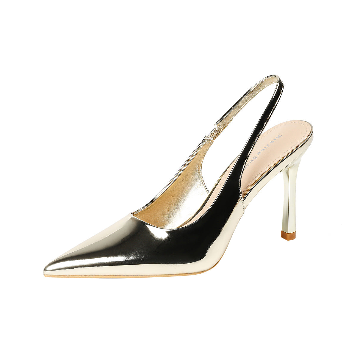 Women's Gold High Niche Pointed Toe Stiletto Low-cut Women's Fashion Shoes
