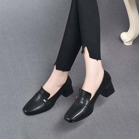 Women's Patent Pumps Chunky Mid Authentic British Style Women's Fashion Shoes