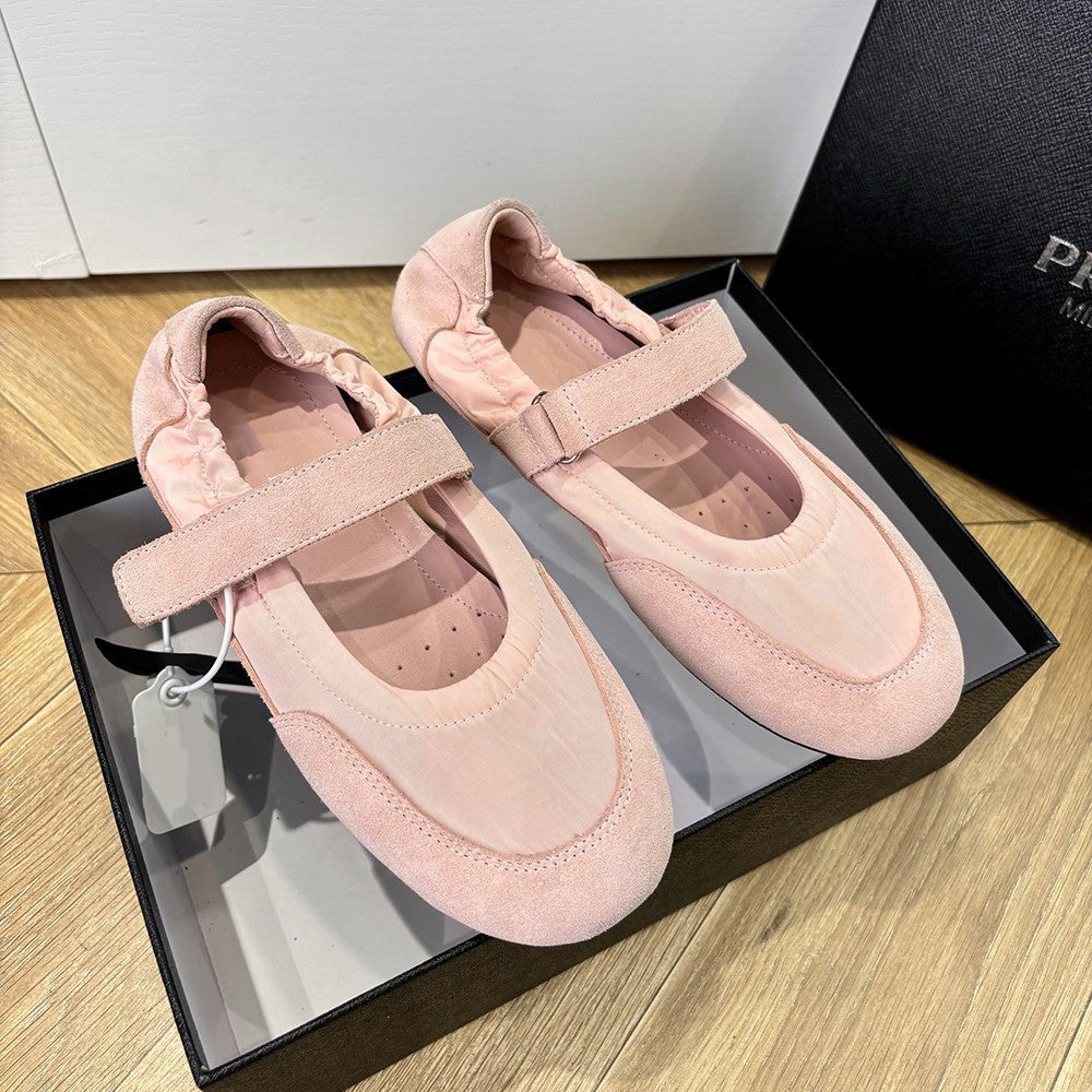 Women's Channel Version Triangle Mark Velcro Mary Jane Lightweight Soft Sole Slippers