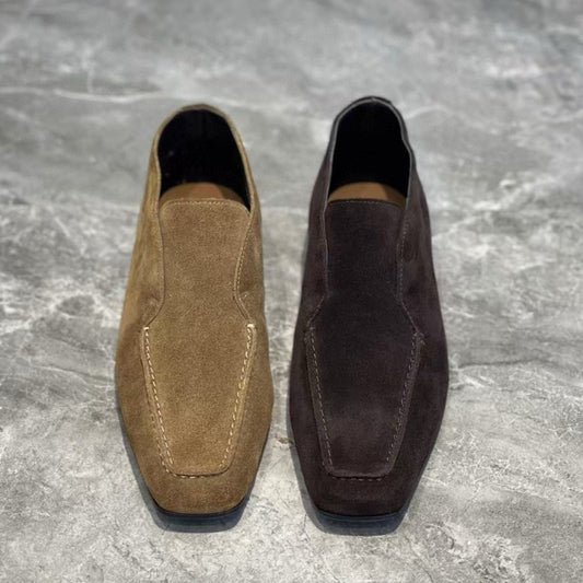 Women's Square Toe Flat Matte Muller Minimalist Design Slip-on Deep Mouth Loafers