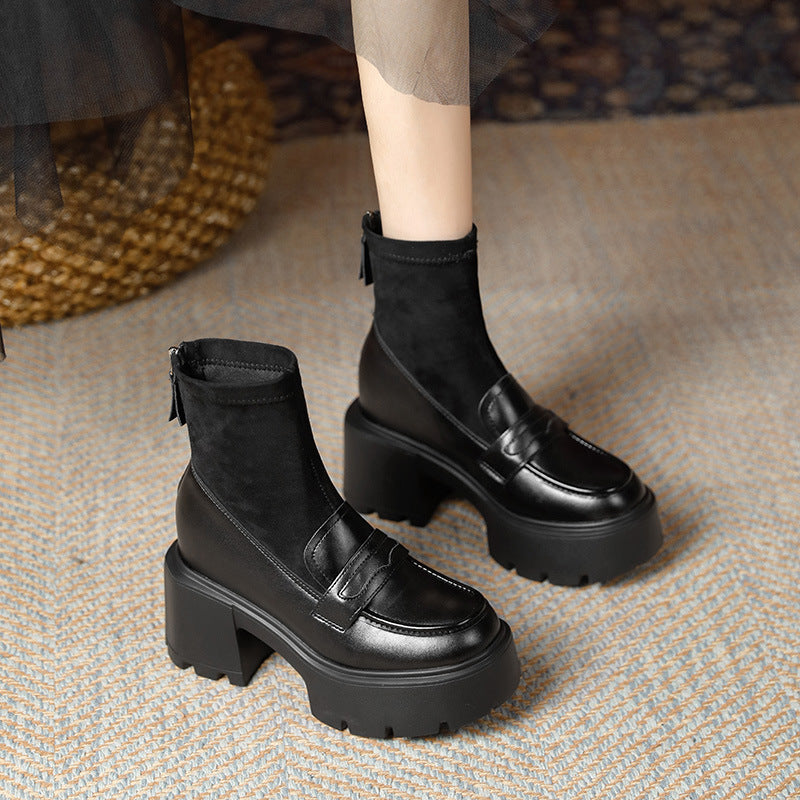 Women's Increasing Insole Veet Martin Short Thick-soled High Women's Leather Boots