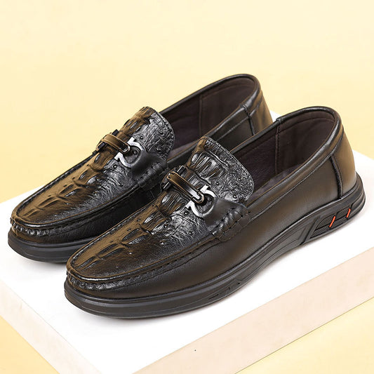 Men's Yuan Piece Top Layer Cowhide Genuine Transparent Disposed Goods No Leather Shoes