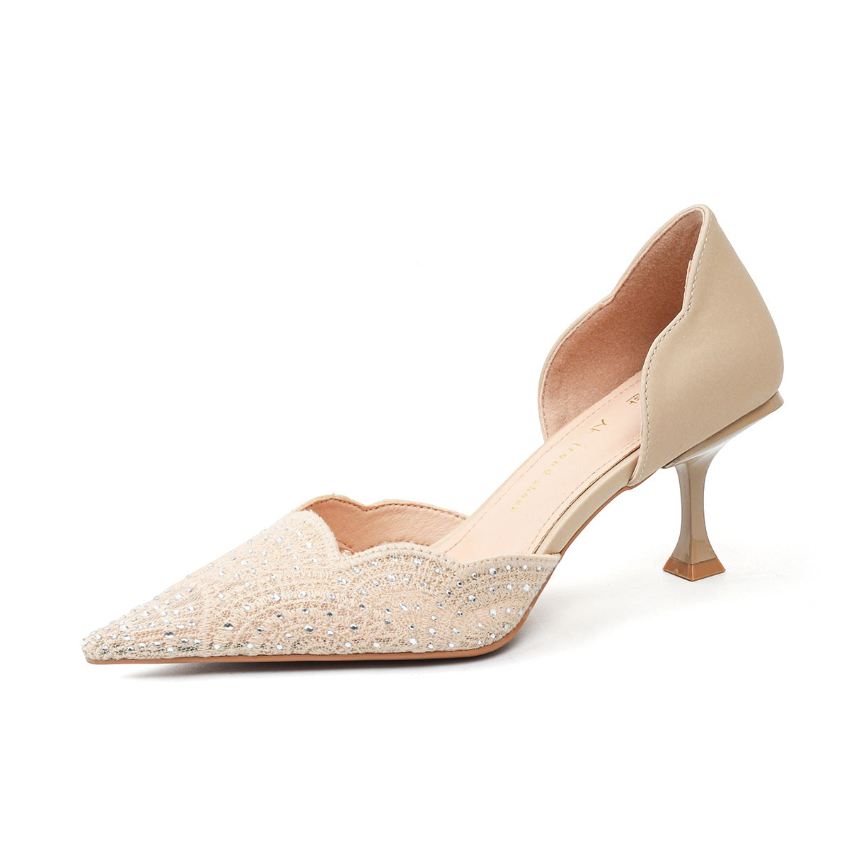 Women's White High Light Luxury High-grade Pointed Toe Bridal Wedding Daily Heels