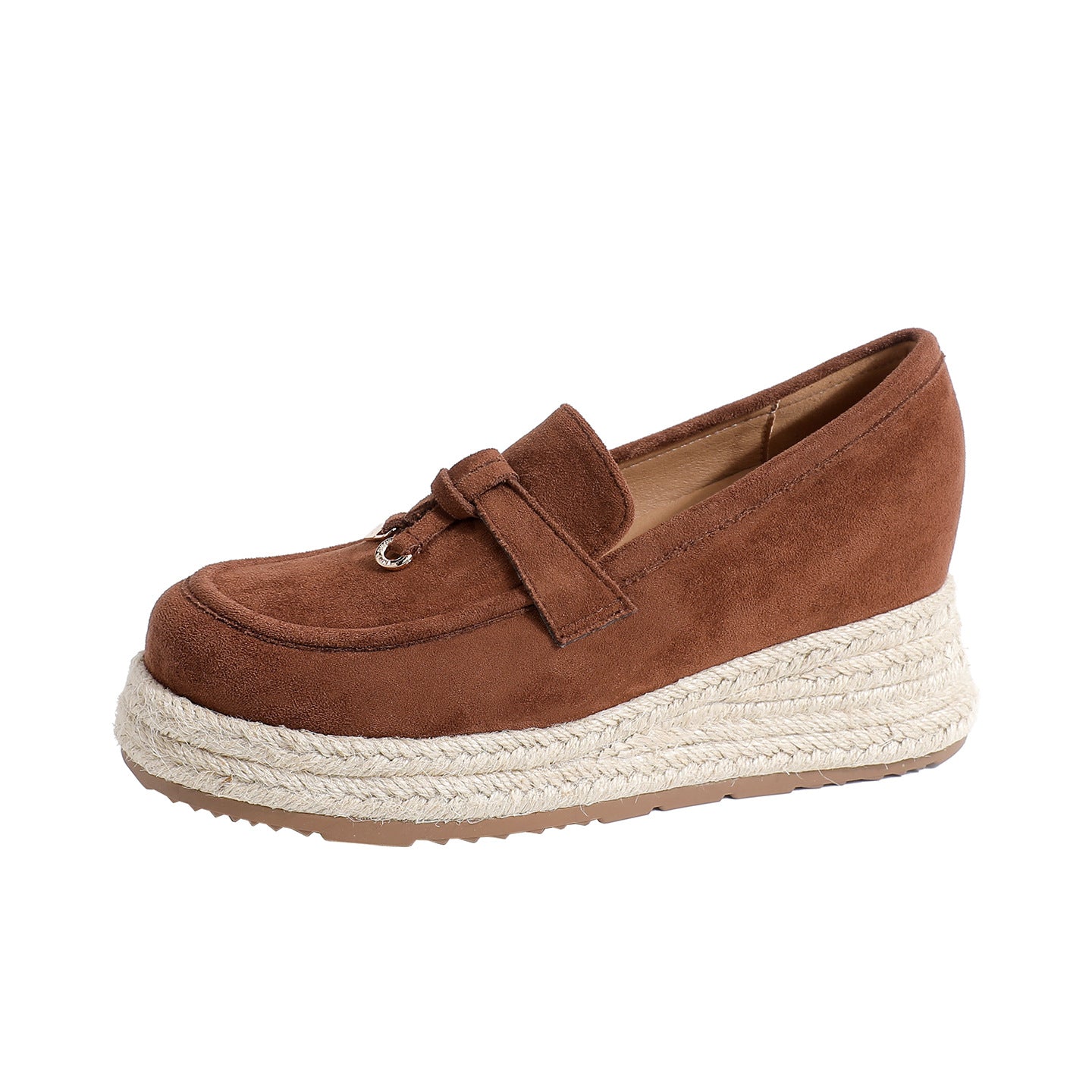 Women's Height Increasing Insole Straw Fisherman Retro Muffin Slip-on Women's Fashion Shoes