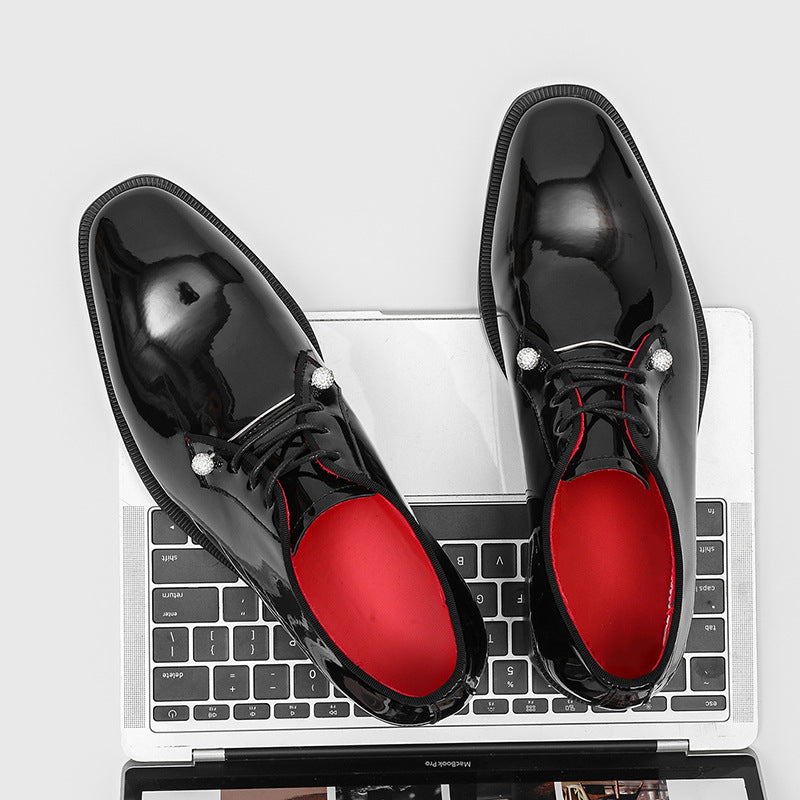 Men's Business Platform Glitter Tied Commuter Red Bottom Formal Wear Fashionable Men's Shoes