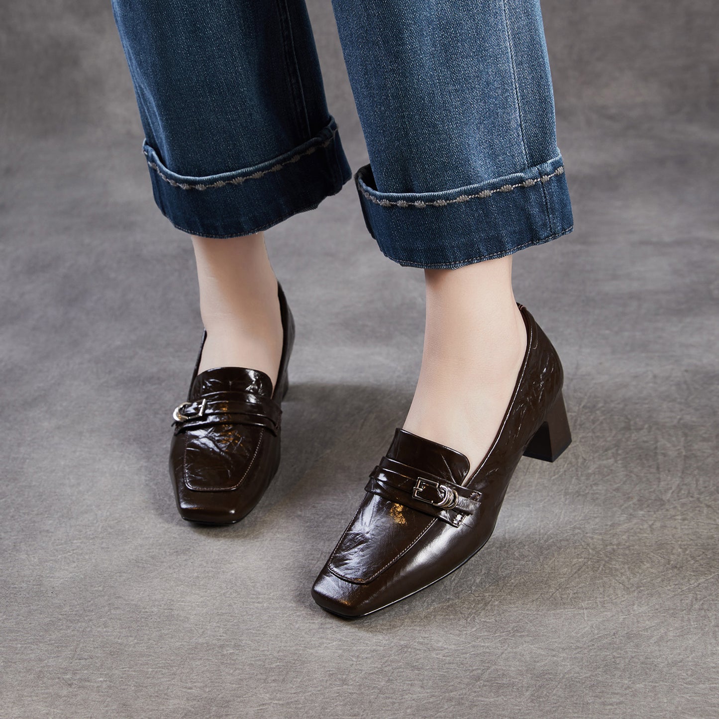 Women's Clutch Cowhide Commuter Light Luxury Square Women's Fashion Shoes