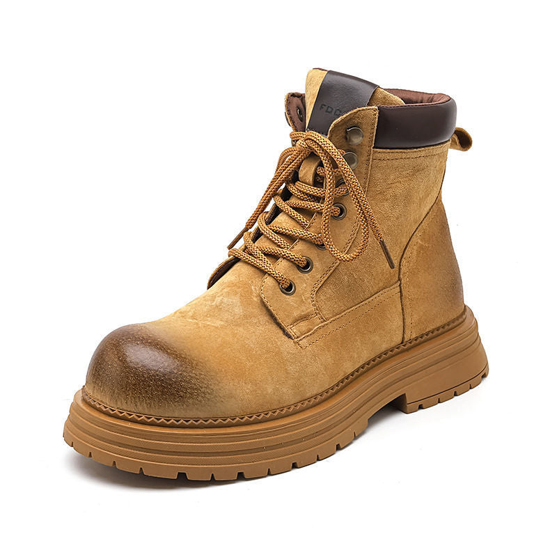 Lovers Wild British Style Vintage Thick Sole Increased Suede Men's Martin Boots