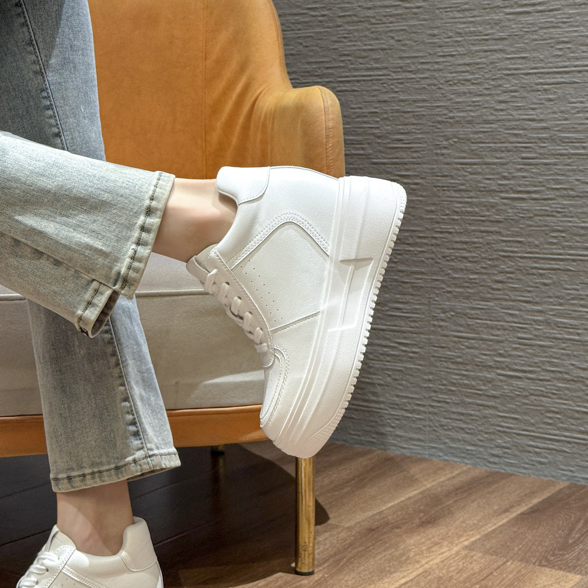 Women's White Invisible Height Increasing Insole Platform Women's Shoes