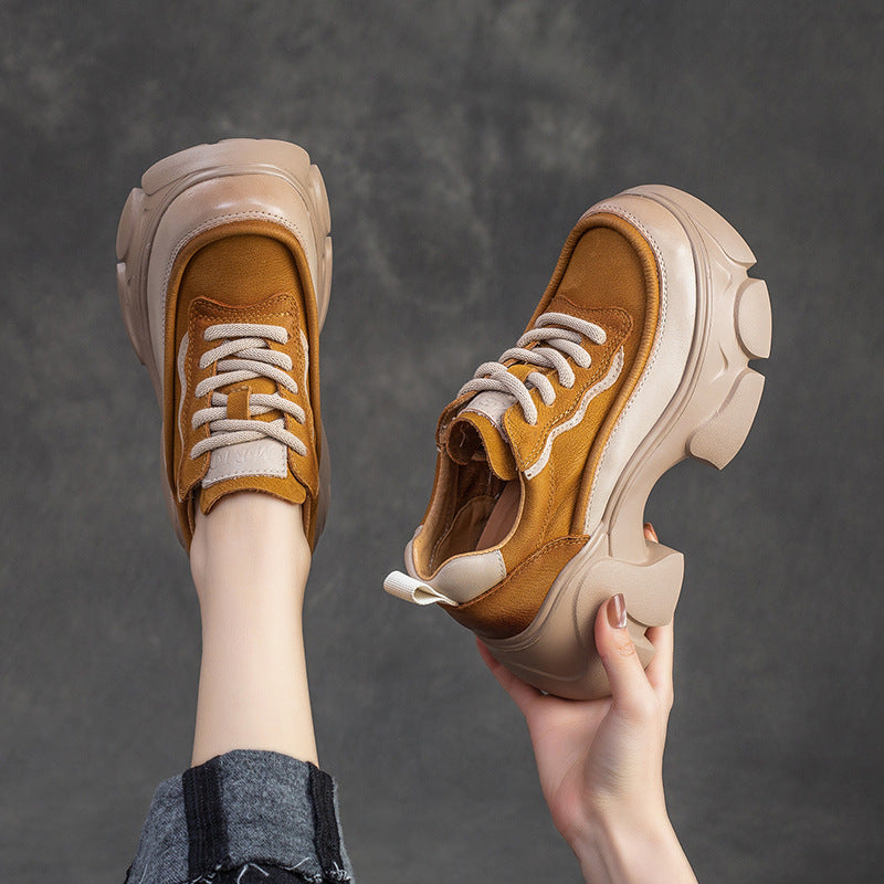 Women's Shu Front Platform Small Elevator Wild Women's Casual Shoes