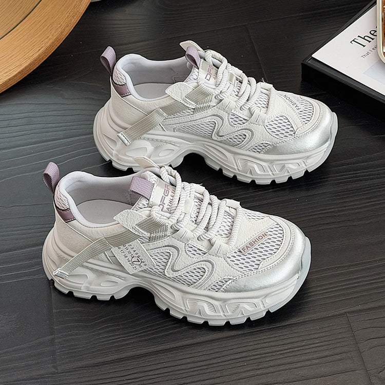 Women's Genuine Platform Dad Small Lightweight Mesh Surface Women's Casual Shoes