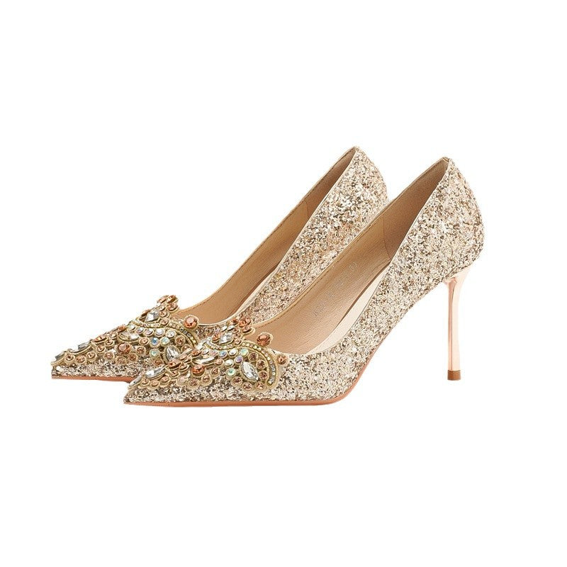 Women's High Stiletto French Wedding High-grade Dress Pumps Dignified Women's Fashion Shoes