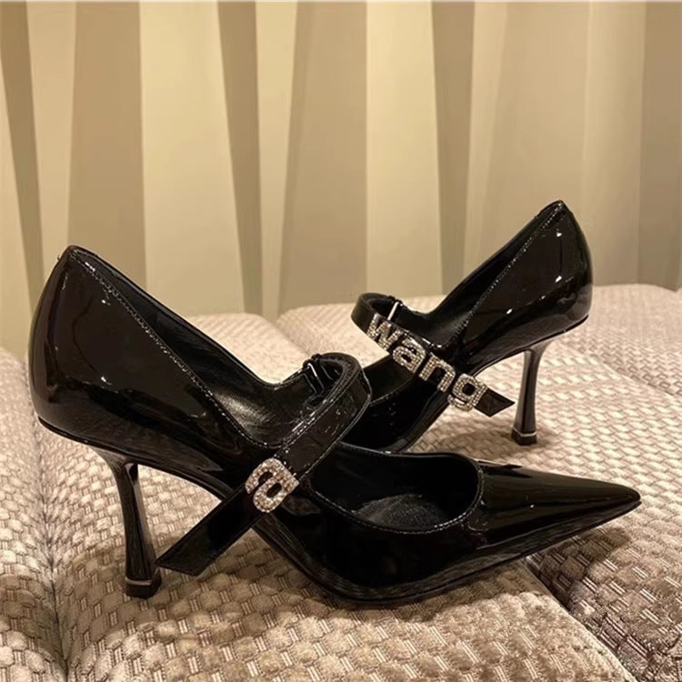 Women's Fine With Black Patent Pointed Toe Women's Fashion Shoes