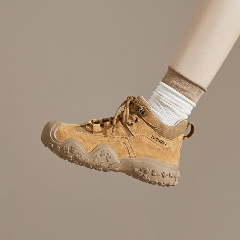Women's Mountaineering Versatile Pigskin Short British Style Martin Boots