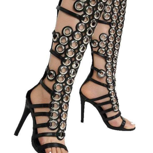 Fashion Metal Large Hollow Stiletto Open Heels