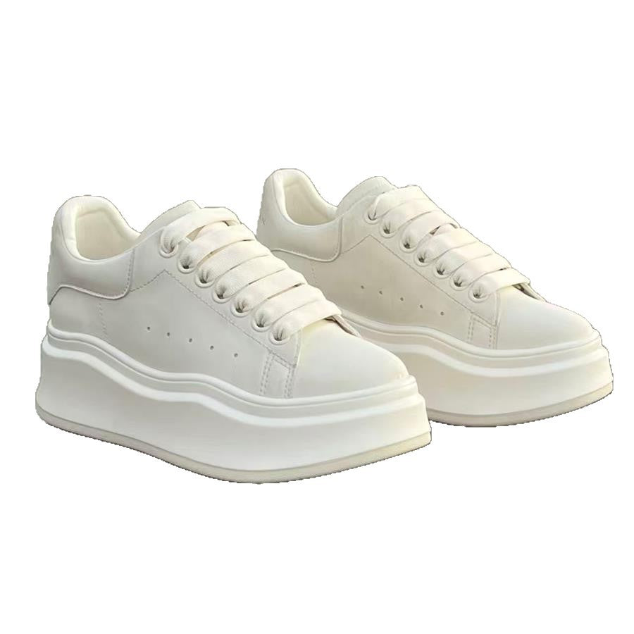 Women's Platform White Korean Style Versatile Muffin Height Sports Casual Shoes
