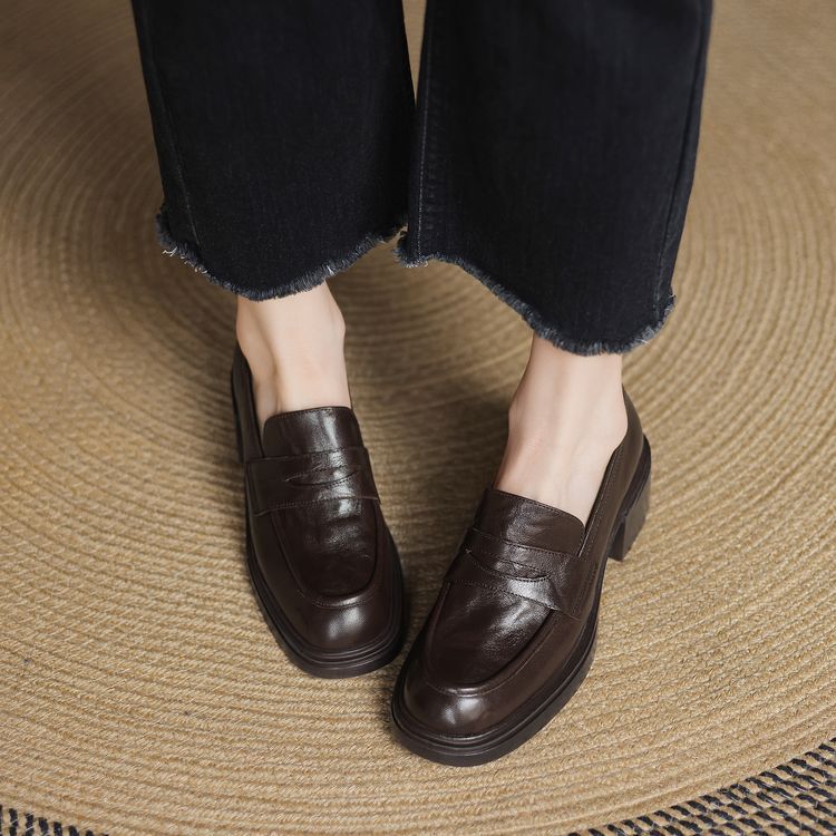 Women's Page Spring Round Head Thick Bottom Chunky High Slip-on Men's Shoes