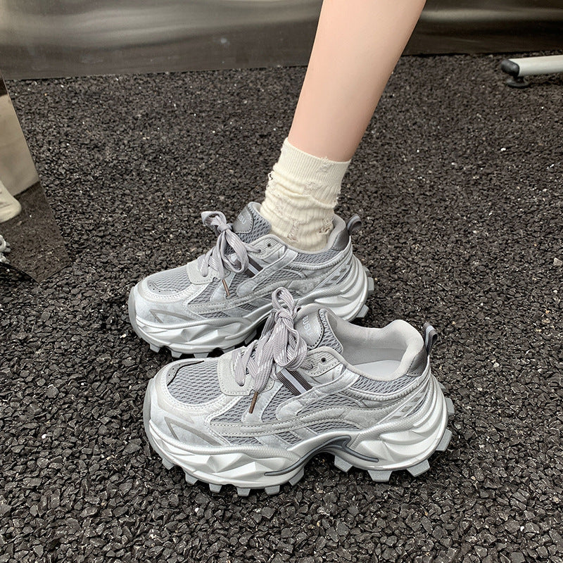 Women's Paris Platform Dad Spring Sier Gray Comfortable Portable Women's Casual Shoes
