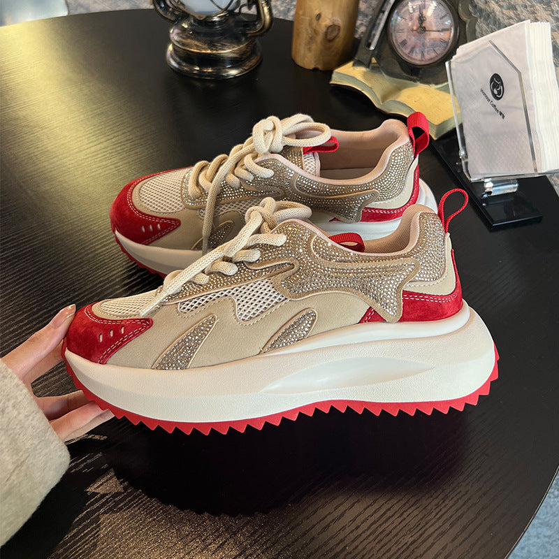 Women's Authentic Clunky Platform Height Increasing Breathable Sneakers